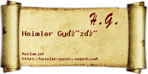 Heimler Győző névjegykártya